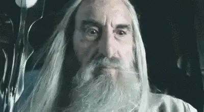 Saruman raising his arm as Isengard's army marches: the last guy who declared war on trees.